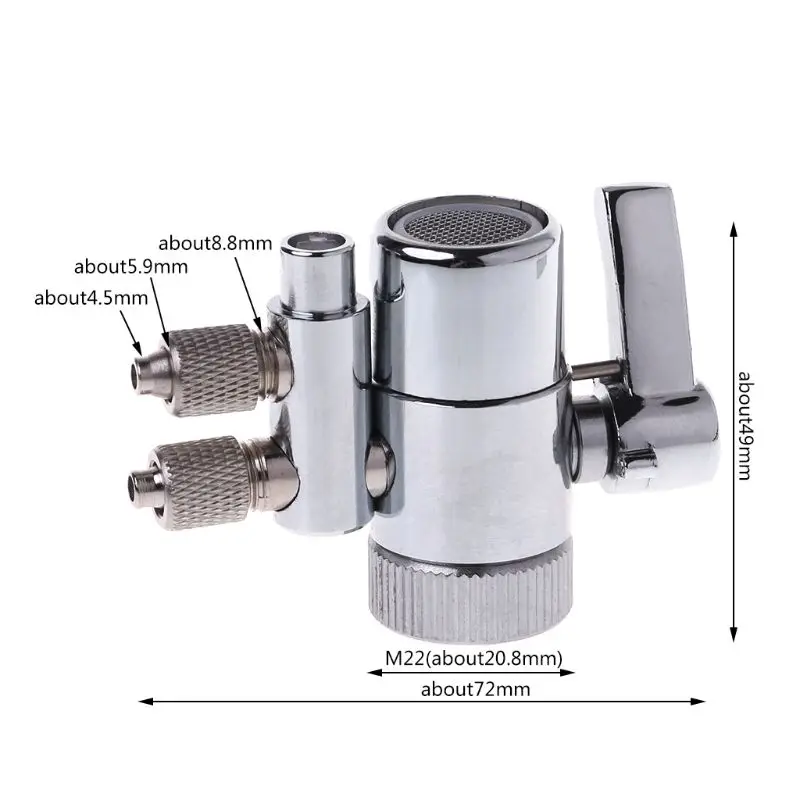 Chrome Plated Metal Brass Faucet Aerator  Water Filter Faucet Dual Diverter Valve M22 To 1/4\