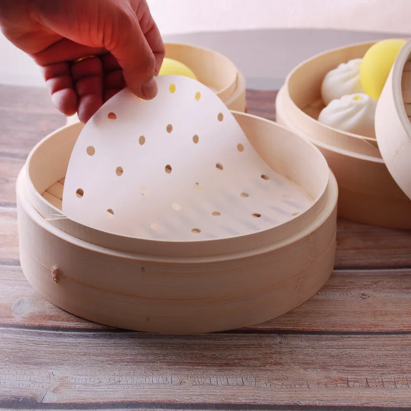 Round Steamer Paper For Dumplings Mat Bamboo Basket Air Fryer Oven Accessories Without Oil Baking Pastry Tools Kitchen Utensils