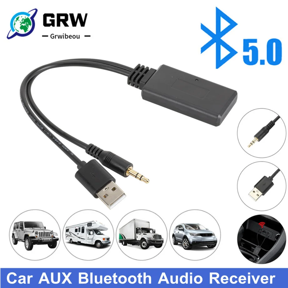 Bluetooth  2020 Universal Car Wireless Bluetooth Receiver USB 3.5MM Aux Media Bluetooth 5.0 Music Player Audio Adapter for BMW