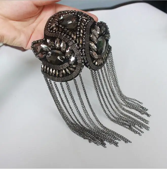 2pcs Handmade epaulette jewelery tassel big shoulder brooch epaulet /epaulettes spikes/ blazer accessories/pin