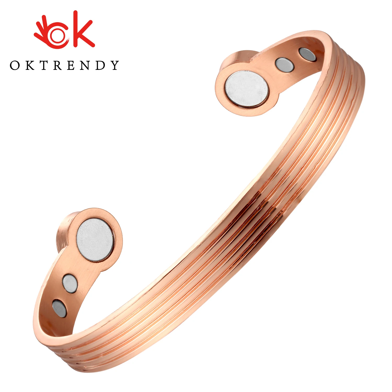 Oktrendy Pure Copper Bangle Magnetic Adjustable Cuff Bracelets Male Copper Health Energy Magnetic Bracelets Bangles For Women