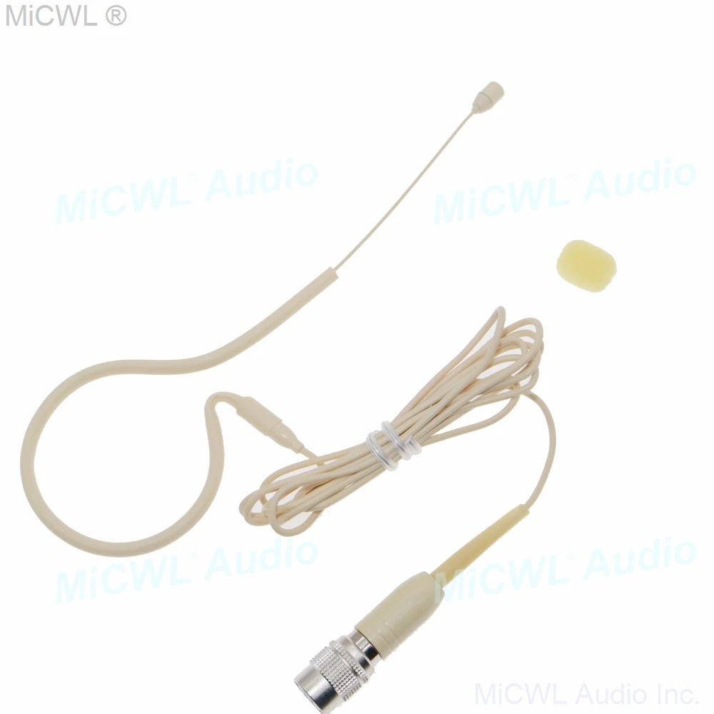 MiCWL SE02 Beige Single ear hook Headset Microphone for Shure AKG Sennheiser Audio-Technica MiPro Wireless many plug for choice