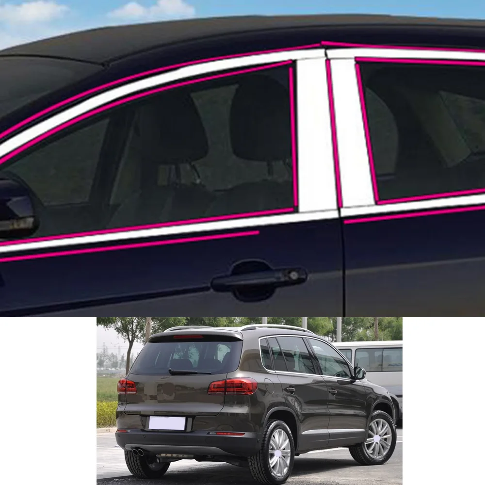 Car Sticker Garnish Pillar Window Middle Strip Trim Frame Hoods For VW Volkswagen Tiguan 2010 2011 2012 2013 2014 2015 2016 2017