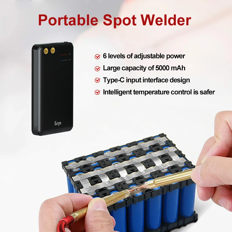 Adjustable 6 Gears Protable Spot Welder 5000mAh Lipo Include For Max 0.15mm Nickel Strip Spot Welding Machine 18650 21700