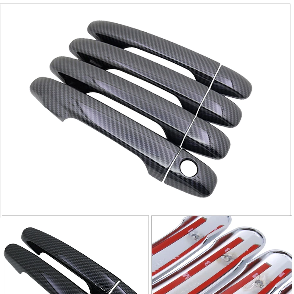 Gloss Black Carbon Fiber Door Handle Cover Catch Accessories for Toyota Venza AV10 2009 2010 2011 2012 2013 2014 2015 2016 2017