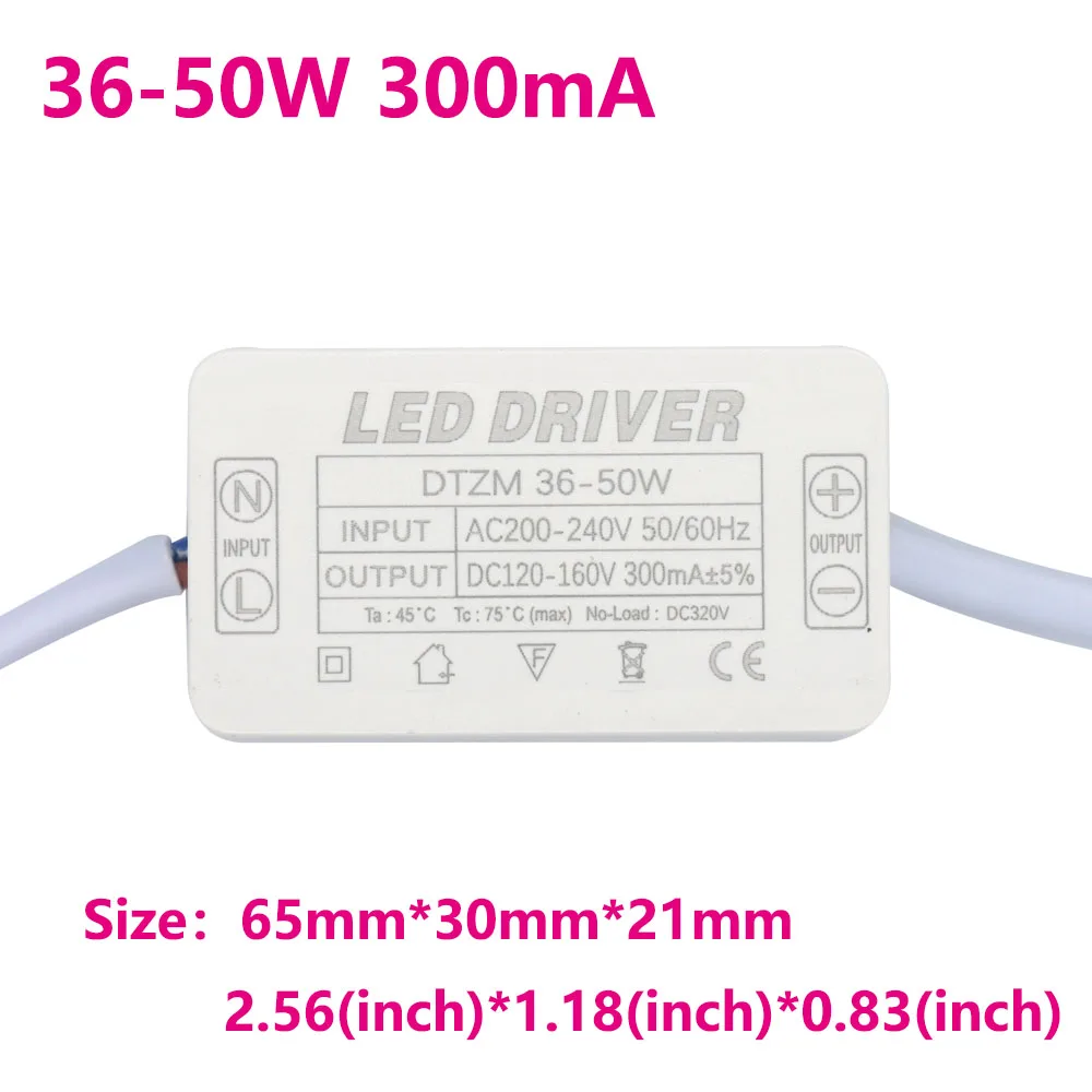 LED Driver Constant Current 300mA Light Transformer 8w-25w 18w-36w 36w-50w AC200-240V For Panel Light Ceiling Fluorescent Light