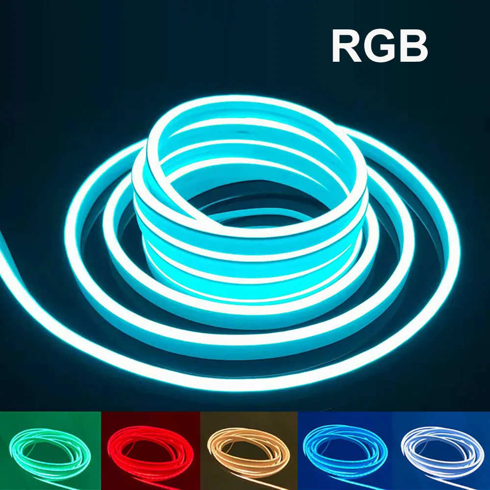 6mm RGB Neon Licht Led Streifen 12V Flexible DIY Neon Bar Form Lichter Wasserdichte SMD 2835 108Leds/m Für Home Dekoration