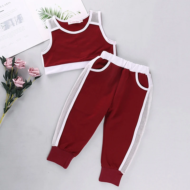 

Cotton Toddler Kids Baby Girls Clothing Sets Summer Sleeveless Sports Vest+Sports Pants 2pcs Children Girls Suit Casual Outfits