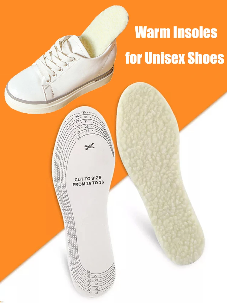Semelles chauffantes en laine pour enfants et adultes, chaussures d'hiver en cachemire artificiel épais thermique, Inserts de bottes de neige