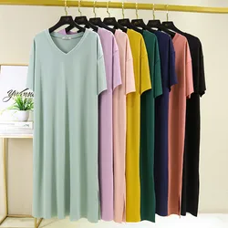 Women Nightgowns Summer Sleepwear Casual Night Dresses Plus Size Short Sleeve Loose Nightdress Lounge Wear Home Clothes