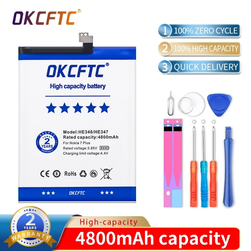 OKCFTC HE346 HE 346 4800mAh High Capacity Battery for Nokia 7 Plus 7Plus 7P N7P N 7P N7 P Smart Phone Batteries