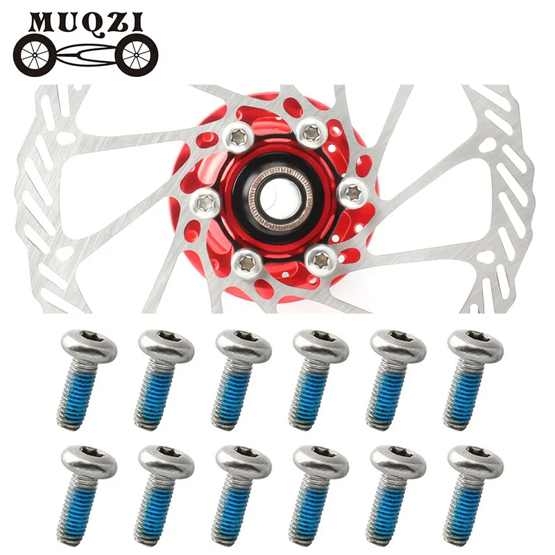 

MUQZI 12pcs Bike T25 Brake Disc Screws M5*13.8mm Lengthen Rotor Screws Anti-loosening Fixing Bolts MTB Road Bicycle