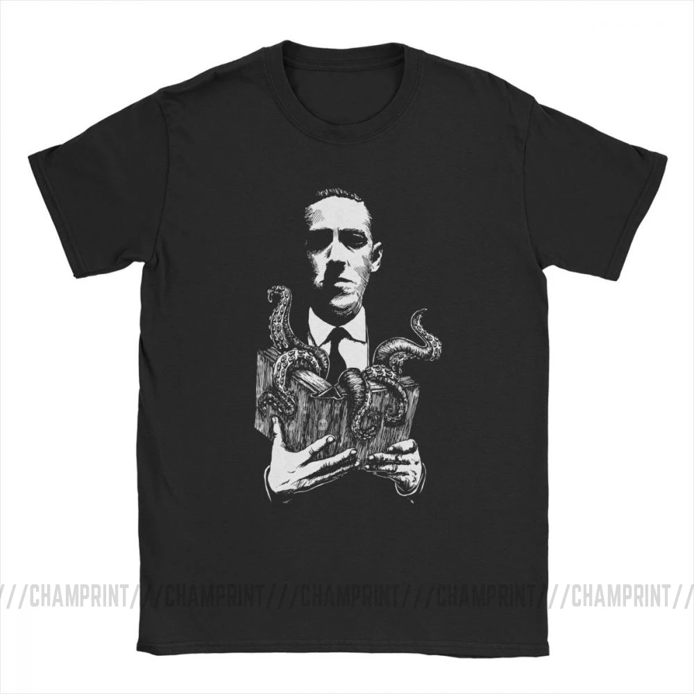 Storytime With Lovecraft Men T Shirts Cthulhu Lovecraftian Horror Camiseta Vintage Tee Shirt Pure Cotton T-Shirt Summer Clothing