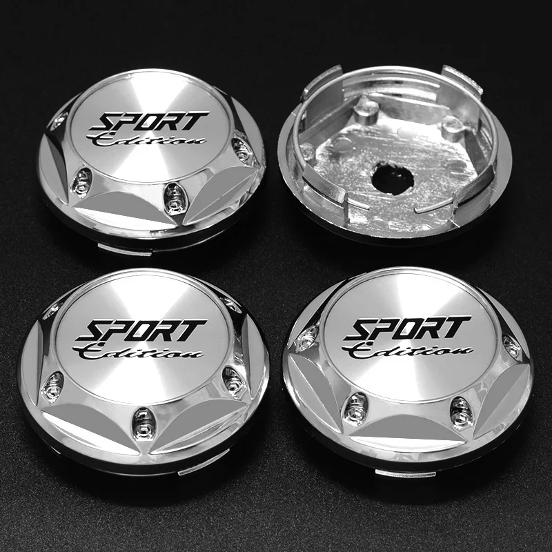 4pcs 68mm with Metal Aluminum SPORT Edition Logo Car Wheel Center Hub Cap Rim Refit Creative Badge Decoration Hubcap Dust Cover