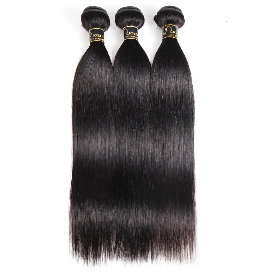 Joedir 28 30 32 40 Inch Natural Color Brazilian Hair Weave 1 3 4 Bundles Straight 100% Remy Human Hair Extensions Weft Deals