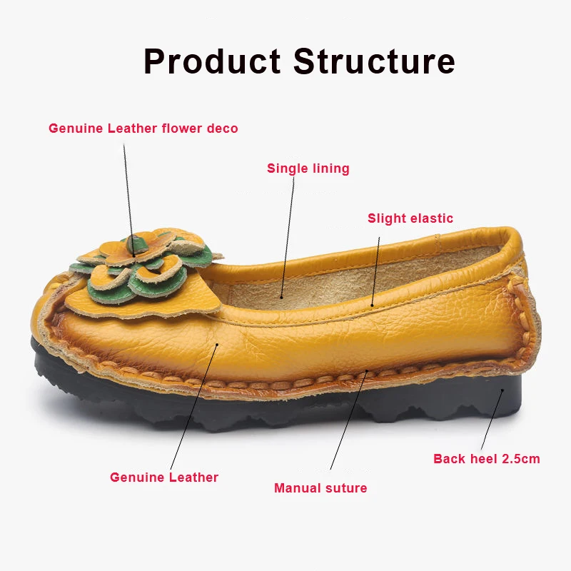 Ethnic Bloom Flower Flat Shoes Women\'s Genuine Leather Moccasins Nurse Shoes Handmade Sewing Women Flats Vintage Ladies Loafers