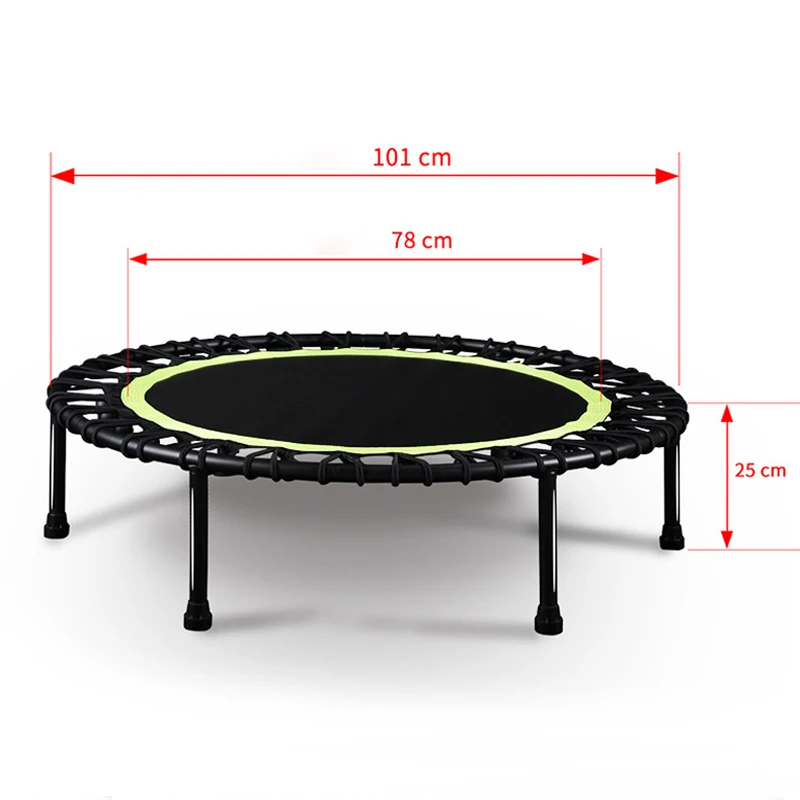 40 Inch Fitness Trampoline Mini Jumping Trampoline For Adults Indoor Bodybuilding Exerciser Bungee Rebounder Jumping Workout Bed