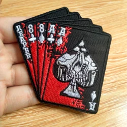 Joker Punk łaty z czaszką na ubrania Poker żelazko na plastry na odzież pasek aplikacja naszywki na ubrania łatka haftowana