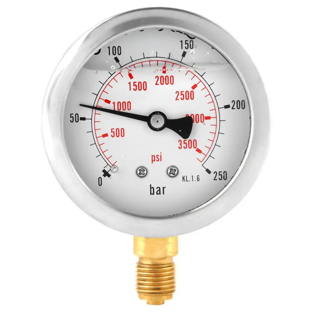 Metal Pressure Gauge 0-250Bar 3750PSI 0-600Bar 8500Psi 1/4