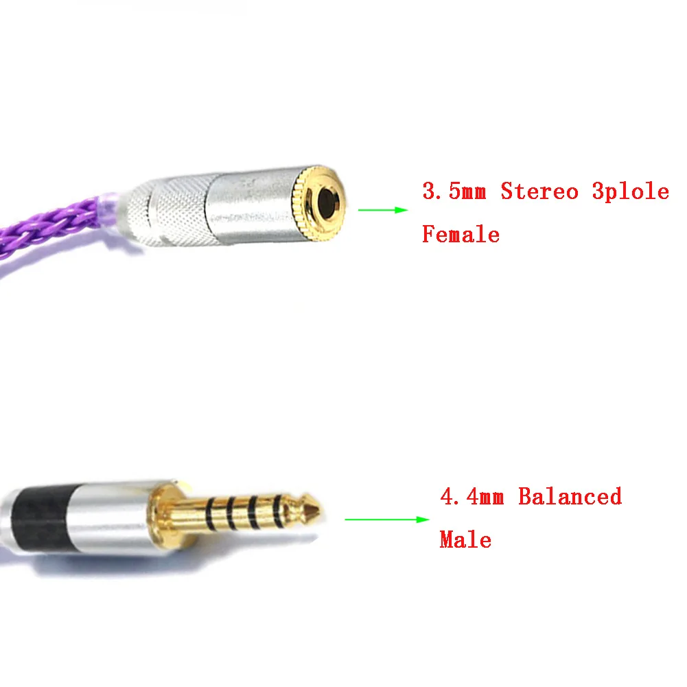 Haldane HIFI 4,4 мм сбалансированный штекер 3,5 мм стерео 3-контактный гнездовой монокристаллический Coppe посеребренный аудиокабель-адаптер от 4,4 до 3,5