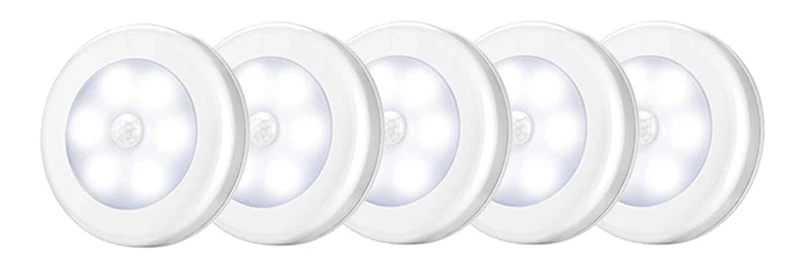 6LED Beads Sensor Night Light PIR Infrared Motion LED Bulb Auto On and Off Closet Battery Power For Home Wall Lamp Cabinet Stair
