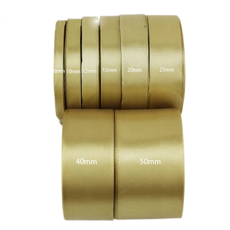 (25 yards/roll) pale gold Satin Ribbon Wholesale Gift Wrapping Christmas ribbons