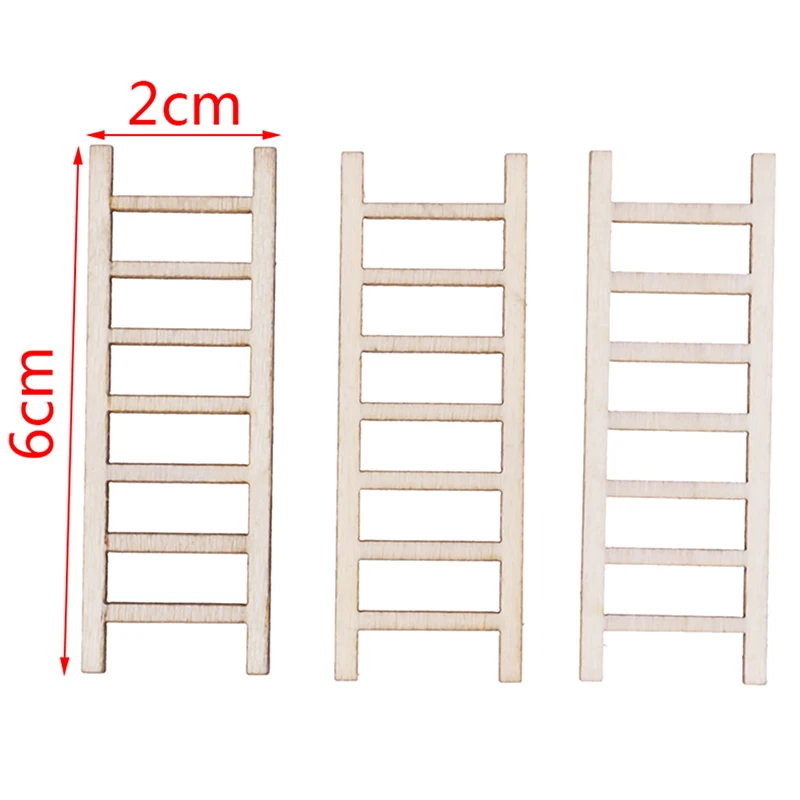 Échelle en bois l'inventaire, échelle de marches, meubles, décoration de jardin, maison de courses dégradée, outils de jouets, 1:12, lot de 3 pièces