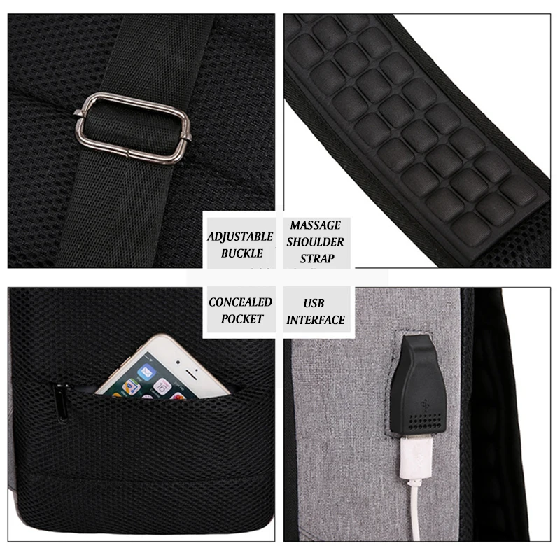 bandolera cruzada hombre, mochila bandolera hombre, Bandolera multifunción con logotipo personalizado para hombre, bolso de pecho antirrobo con USB,