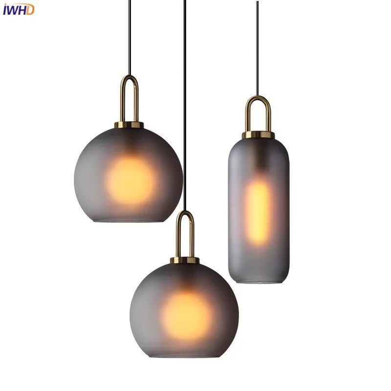 

IWHD Glass Ball LED Pendant Light Fixtures Home Lighting Bedroom Restaurant Cafe Nordic Lamp Modern Hanging Lights Hanglamp LED