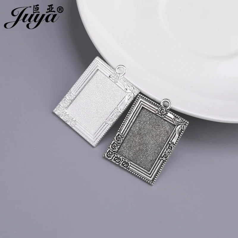 5pcs 18x25mm Rectangle Cameo Cabochon Base Carving Flower Jewelry Making Crafts Pendant Necklace DIY Jewelry Findings