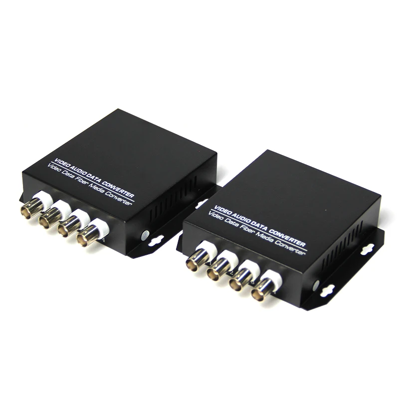 4 Channel One Pair 20KM Single Mode Single Fiber Desktop Fiber Optic Video Converter Video Transmitter Receiver FC connector