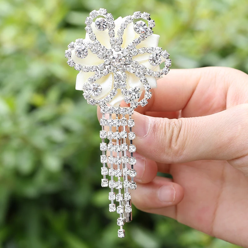 

Promotional Groom Groomsmen Corsage Rhinestone Handmade Men's Brooch Party Wedding Dress Accessories XH068A