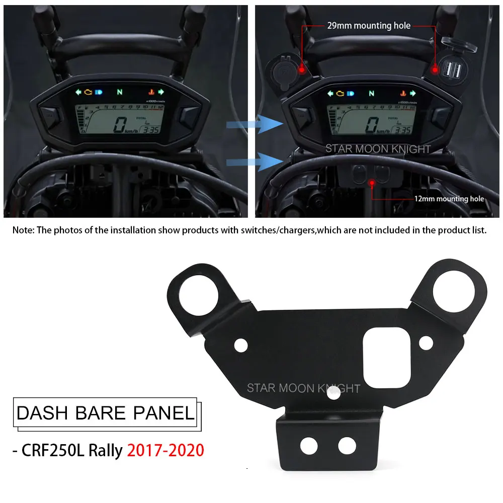 For HONDA CRF250L crf250 CRF 250 L 250L Rally Dash Bare Panel Instrument USB Charger Cigarette Lighter Extension Bracke Expand