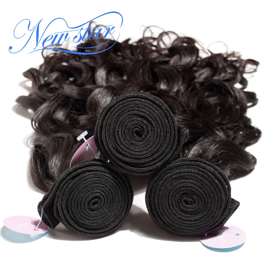 New Star Brazilian Natural Wave Virgin Human Hair 3 Bundle Thick Extension Intact Cuticle Unprocessed Water wave Hair Weaving