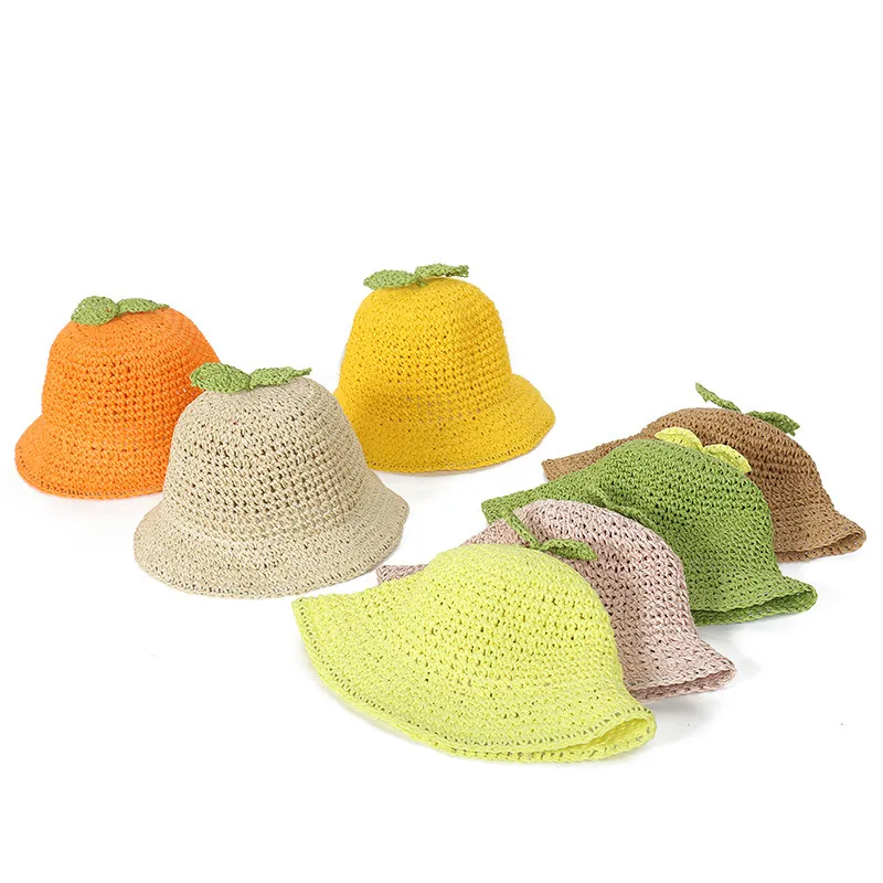 

Baby Hat New Summer Baby Kids Boy Girl Breathable Bucket Hat Straw Solid Beach Visor Cap Fisherman Cap Cute Grass Baby Hat