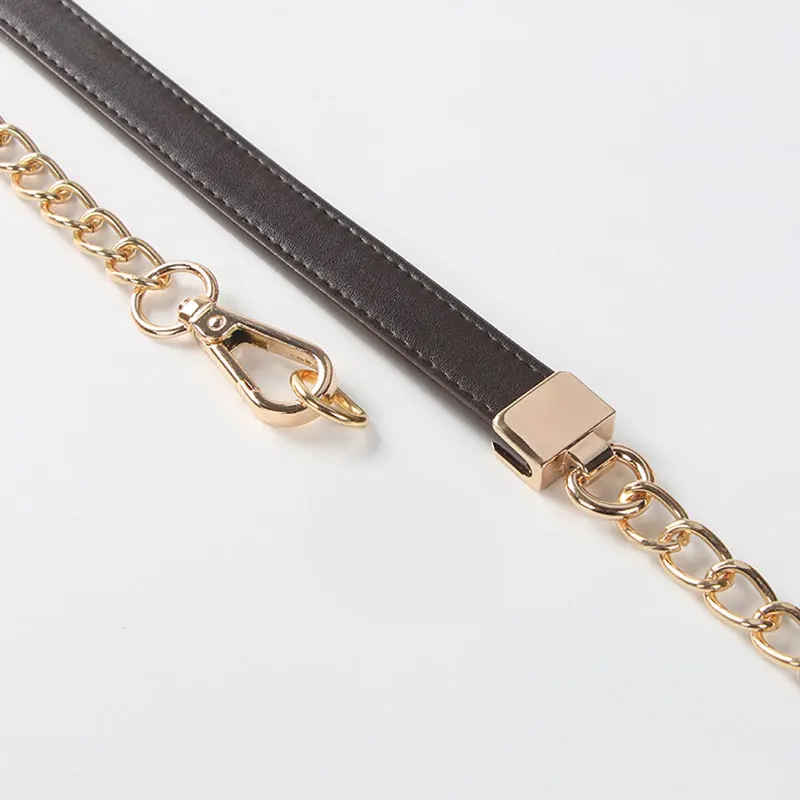 58cm/120cm Chain Pu Leather Bag Straps Handbag Metal Bag Belts Replacement Bag Chain Pure Color Shoulder Bags Handle Accessories