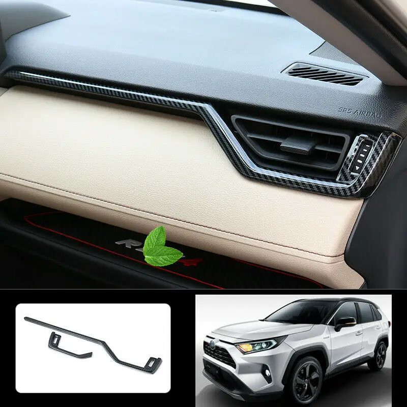 

For Toyota RAV4 2019-2020 ABS Carbon fiber Center Console Dashboard Moulding Cover Trim Car Accessories 2Pcs