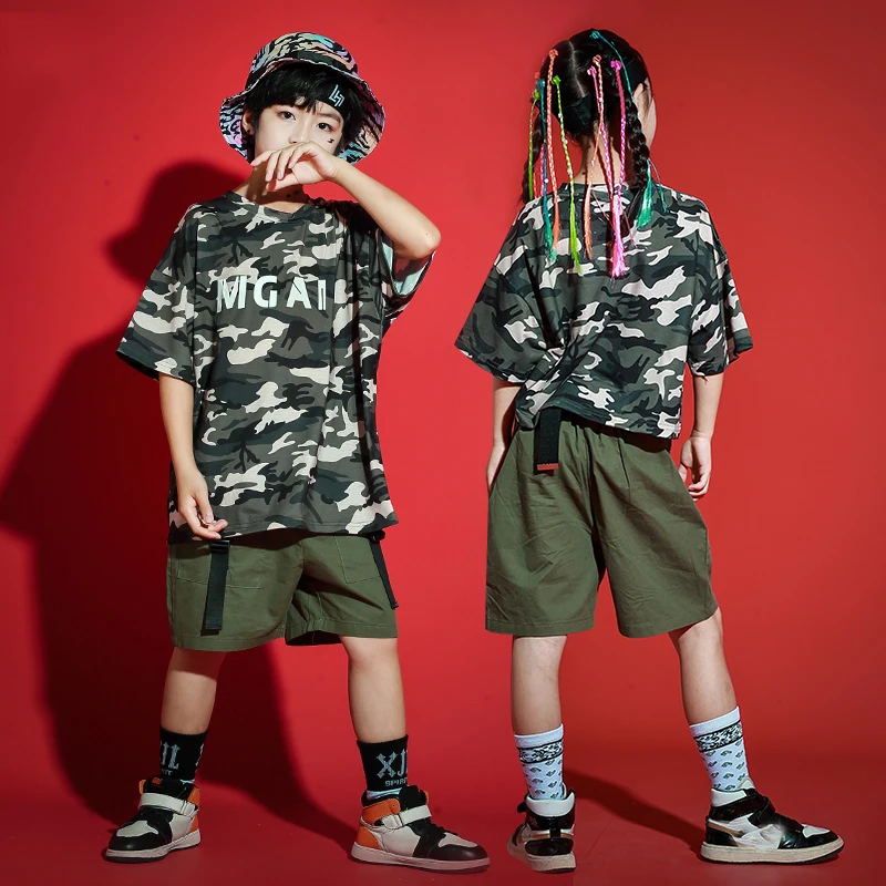 Fashion Kids Hip Hop Dance Costumes School Training Uniform For Girls Boys Jazz Dance Costume Kpop Outfit Street Wear SL5237