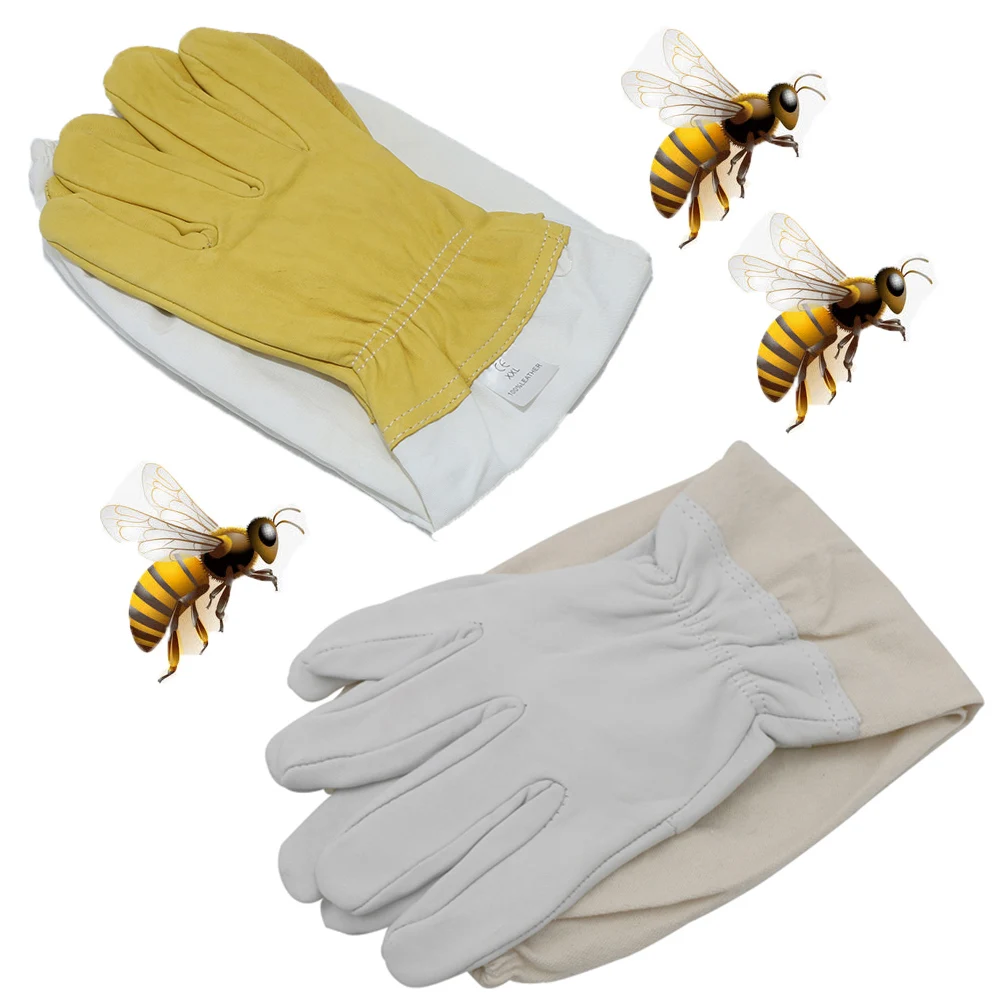 Sheepskin/Linen Beekeeping Gloves Tool Anti-bee Anti-sting Long Sleeves Ventilated Apiculture Beekeeper Bee Keeping 1Pair