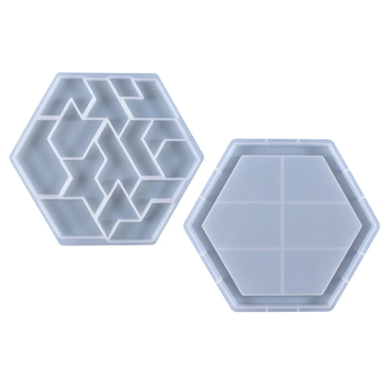 Puzle Hexagonal educativo 3D, molde de silicona Tangram, juego para niños, juguetes para niños, molde de resina Epoxy, bricolaje, producción de