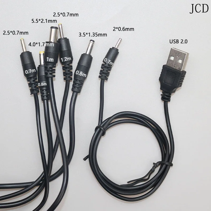 USB Male to 5.5*2.1 4.0*1.7 3.5*1.35 2.5*0.7 2.0*0.6mm DC Jack Power Charging Cable AC plug Transfer Connector Charger Converter