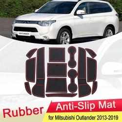 for Mitsubishi Outlander MK3 2013~2021 Rubber Anti-slip Mat Door Groove Cup pad Gate slot Coaster Car Accessories 2014 2015 2016