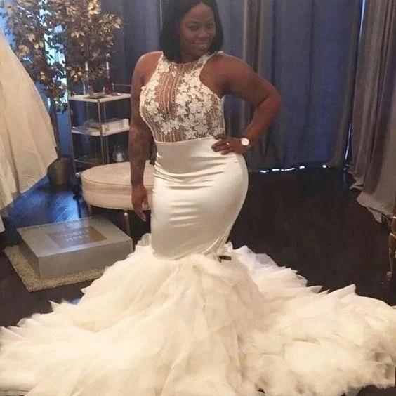 Robe africaine grande taille, robe de mariée sirène, col en v, paillettes, appliques, quoi que les patients portent de la fibre