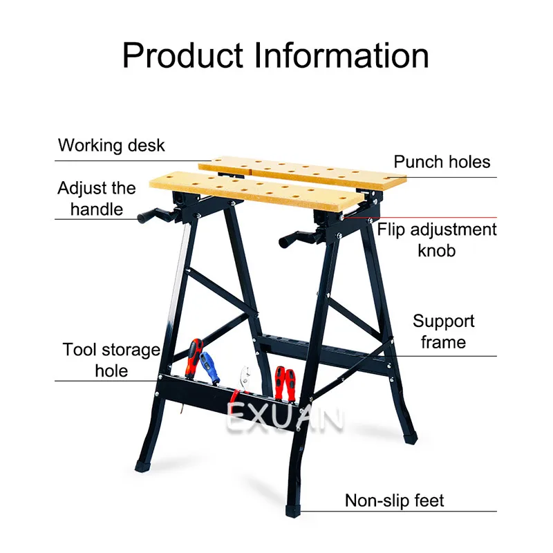 Établi de menuiserie inversé pliant multifonctionnel, table de travail du bois, scie à table portable, outils de décoration de table