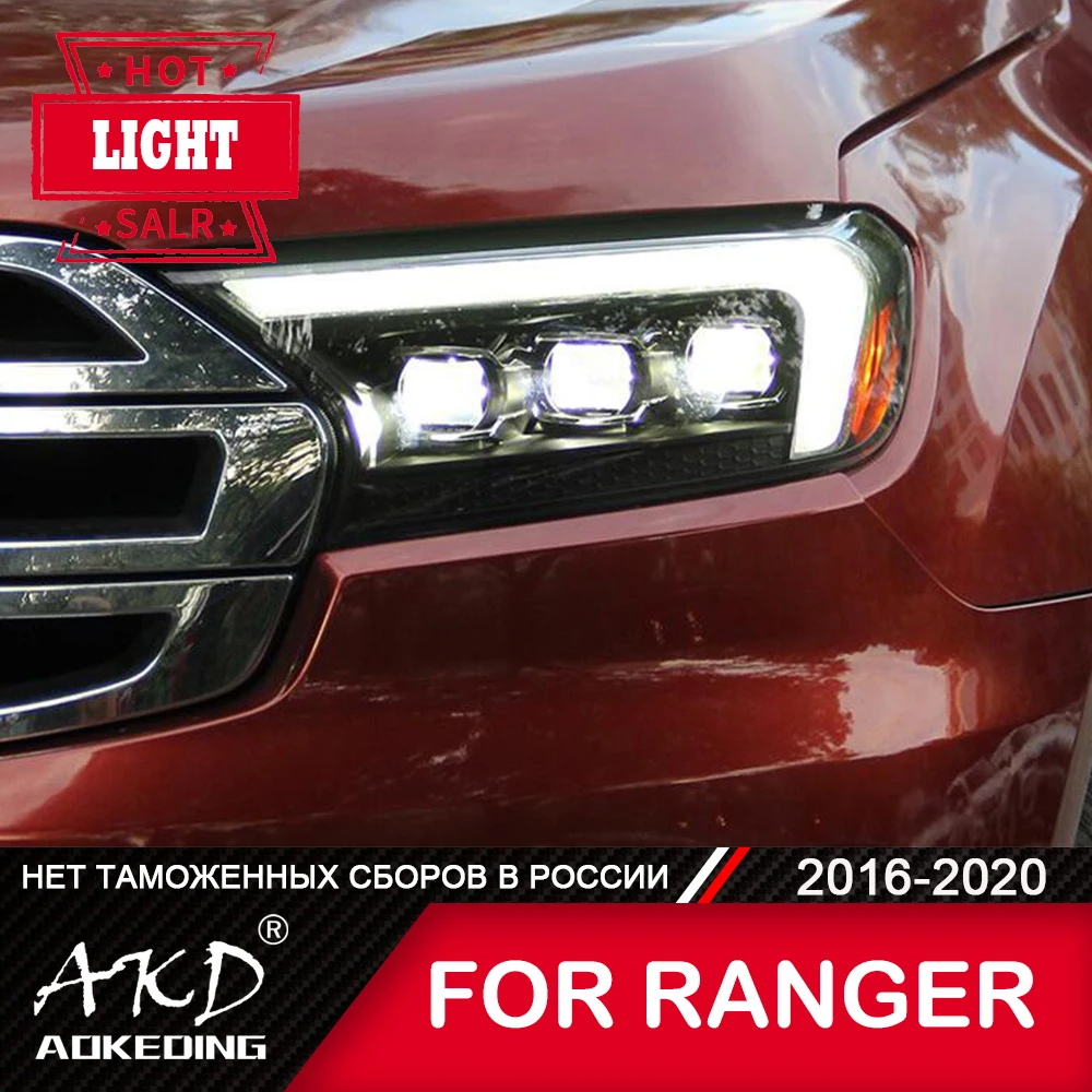 For Ford Ranger Head Lamp 2016-2020 Car Accessory Fog Lights DRL H7 LED Bi Xenon Bulb Thunder Everest Headlights