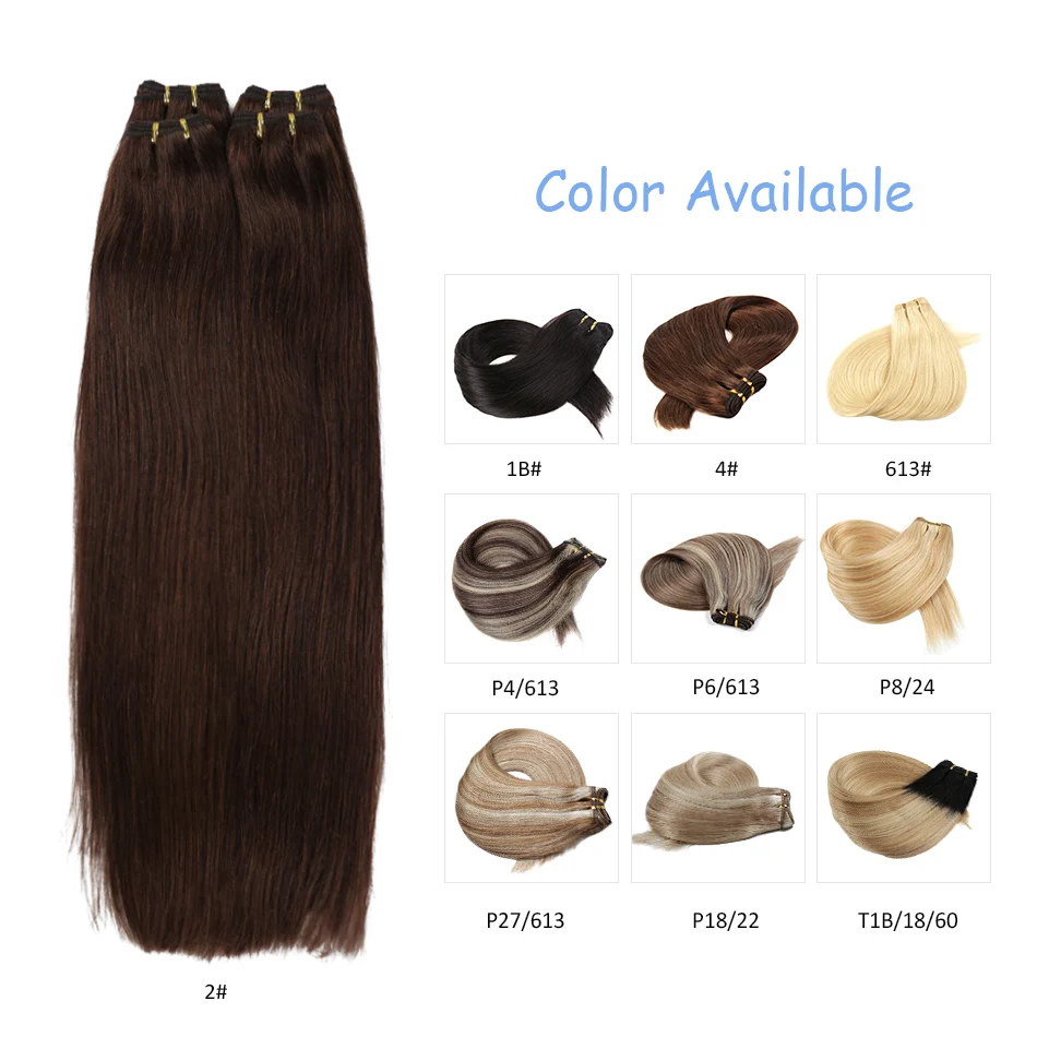 BHF 100% Human Hair Weaves Straight Russian Remy Natural Hair Weft 1piece 100g Black Brown Blonde Color Human Hair Extensions