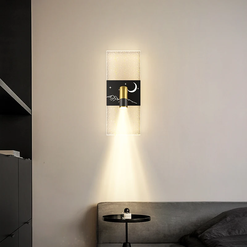 

FKL Modern Wall Lamp Round Bedroom Bedside Lamp Living room Study Simple Acrylic Super Bright LED Wall Lamp With Spotlight