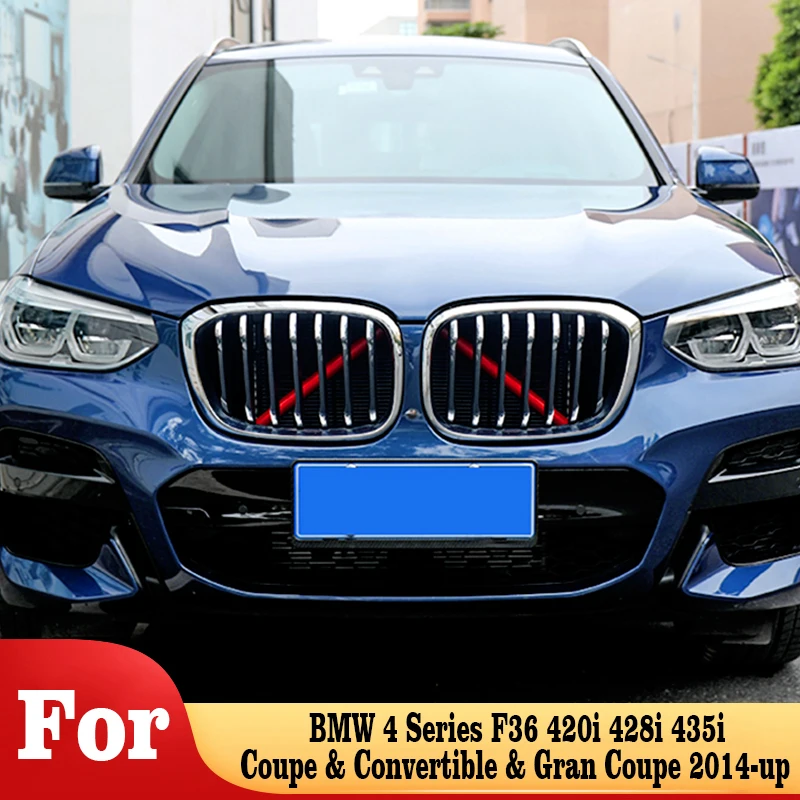 For BMW 4 Series F36 420i 428i 435i 2014-2026 Car Front Bumper Radiator Grille Trim Strips Frame Decoration Exterior Accessories