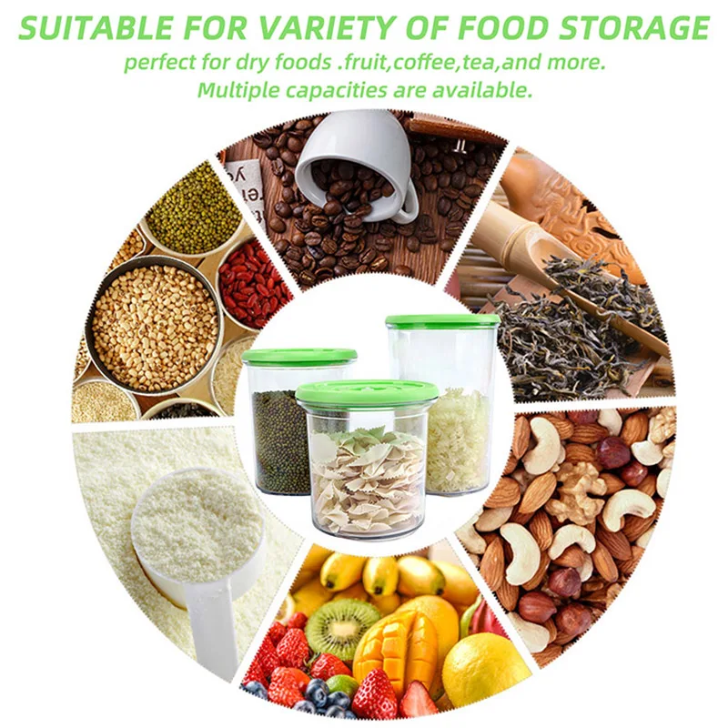 YUMYTH 가정용 진공 용기 세트, BPA 프리 밀폐 식품 보관 용기, 핸드 펌프 포함, 신선한 플라스틱 항아리 박스 T297