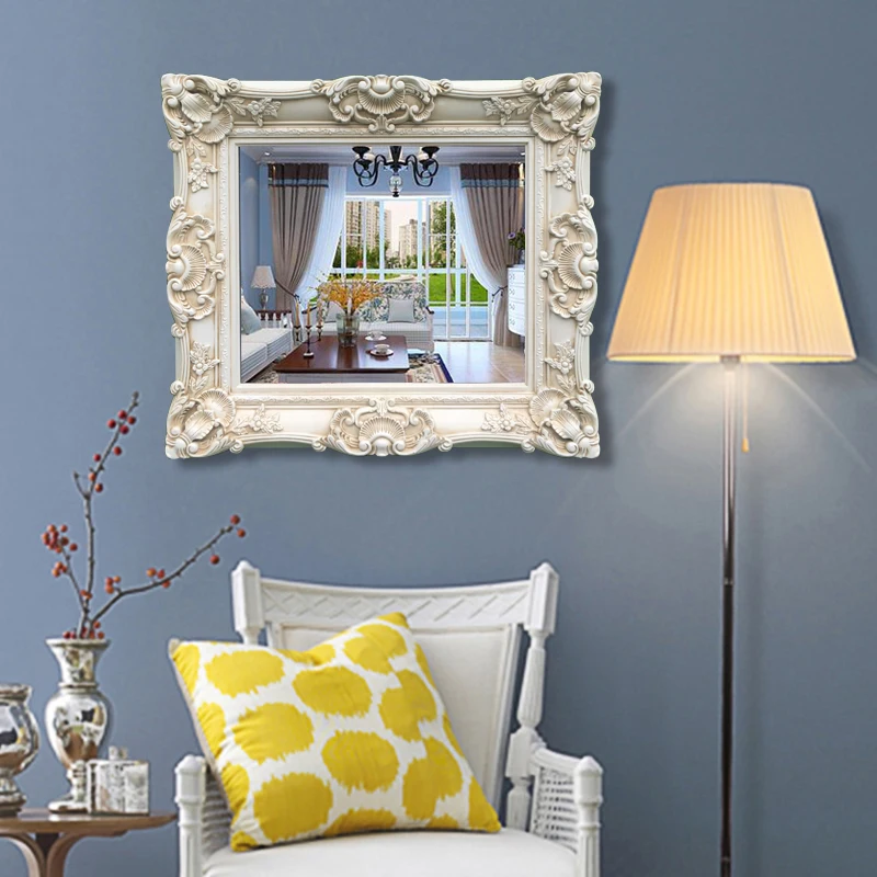 European Style Luxury Bathroom Fitting Makeup ABS Frame With Mirror, Clothing Store, Wall Hanging Decorative Mirror